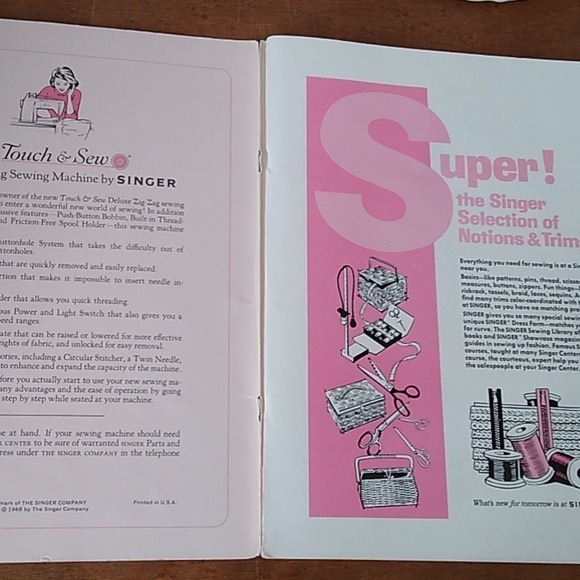 Vintage Original Singer Instruction Booklet for Touch & Sew 635 (1968) - Picture 8 of 12